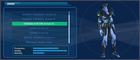 The first worth recommending armor comes with Kalfmam Pack at 181,000 XP - Armors - Navi - Armors - Avatar: The Game - Game Guide and Walkthrough