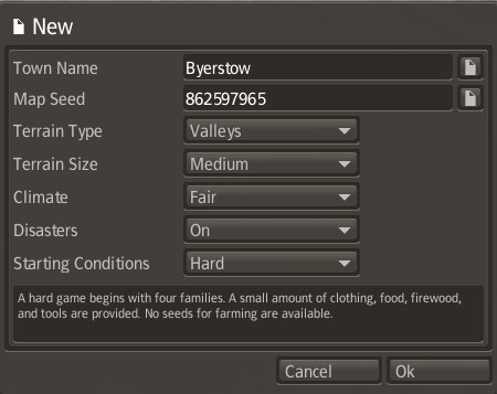 There is no specific single player campaign in Banished - you can adjust some conditions instead, using a simple panel that pops up before starting the game - Starting the game - Basic gameplay - Banished - Game Guide and Walkthrough