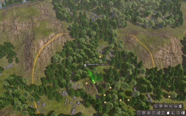 Next, you should build a gatherers hut near a forest and make as many people as possible work there - forest is a source of large amounts of various food - Starting the game - Banished - Game Guide and Walkthrough