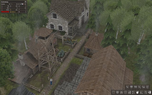 Although its summer, chimneys still smoke! - Summer - Seasons - Banished - Game Guide and Walkthrough