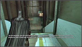 Turn around once the conversation has ended and proceed to the lower floor - Walkthrough - Medical Facility - part 1 - Walkthrough - Batman: Arkham Asylum - Game Guide and Walkthrough