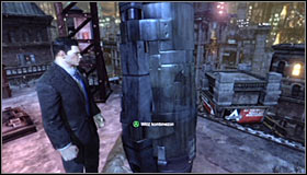 Ignore the flying machine and continue climbing up, eventually reaching a ladder leading onto the top of the building #1 - Climb to the top of the ACE Chemical building to collect your equipment - Main story - Batman: Arkham City - Game Guide and Walkthrough
