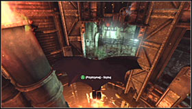 After reaching the chimney hole, a cutscene showing Batman spectacularly gliding down will automatically play #1 - Access the Sionis Steel Mill through the main chimney - Main story - Batman: Arkham City - Game Guide and Walkthrough