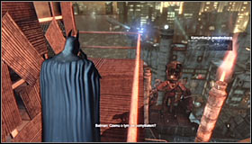 Your goal is reaching the high tower with multicoloured lights #1 - Track down the source of the radio signal to locate Joker - Main story - Batman: Arkham City - Game Guide and Walkthrough