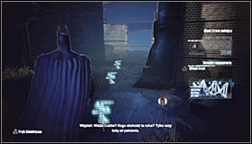 Jump down onto the glass roof below you, head east and use the Grapnel Gun to reach the balustrade above #1 - Follow assassin using tracker device to locate Ra's al Ghul - Main story - Batman: Arkham City - Game Guide and Walkthrough