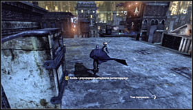 Run straight, jumping onto the roofs of the lower buildings #1 - Catch assassin and plant tracking device - Main story - Batman: Arkham City - Game Guide and Walkthrough