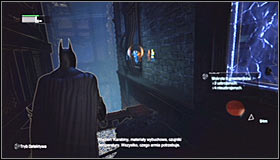 After reaching the new ledge, look up and use the Grapnel Gun to reach the higher level #1 - Follow assassin using tracer device to locate Ra's al Ghul - Main story - Batman: Arkham City - Game Guide and Walkthrough