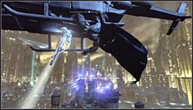Stay beside the helicopter you have scanned a moment ago and use the Grapnel Gun (RB) on it #1 - Retrieve Master Control Program transmitter from Primary Helicopter - Main story - Batman: Arkham City - Game Guide and Walkthrough
