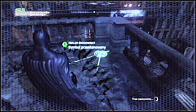 Take a look around the place where he was and you should find a painted symbol #1 - Watcher in the Wings - Side missions - Batman: Arkham City - Game Guide and Walkthrough