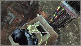 Use the Grapnel Gun to reach the highest passenger cars and on one of them you will find the Mystery Stalker #1 - Watcher in the Wings - Side missions - Batman: Arkham City - Game Guide and Walkthrough