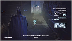 Now scan the blood stain nearby the body #1 - Identity Theft - Side missions - Batman: Arkham City - Game Guide and Walkthrough