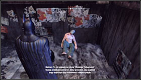 Head west, jumping over a fence #1 and eventually reaching the place where the body has been dumped #2 - Identity Theft - Side missions - Batman: Arkham City - Game Guide and Walkthrough