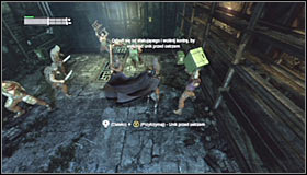 Once again aim at the grapple point #1 and reach the ledge behind the wall you have just destroyed - Heart of Ice - Side missions - Batman: Arkham City - Game Guide and Walkthrough