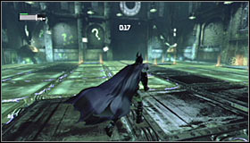 Turn right and throw a Batarang at the question mark closest to the entrance #1 - Enigma Conundrum (riddles 1-9) - Side missions - Batman: Arkham City - Game Guide and Walkthrough