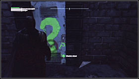 Just like with the 5th riddle, you have to approach the question mark #1 and press A to destroy the fragile wall fragment - Enigma Conundrum (riddles 1-9) - Side missions - Batman: Arkham City - Game Guide and Walkthrough