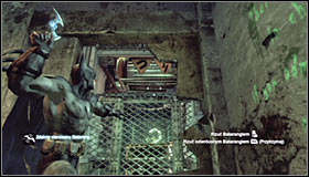 The next safe spot is the orange plate at the end of the upper platform #1 - Enigma Conundrum (riddles 10-15) - Side missions - Batman: Arkham City - Game Guide and Walkthrough