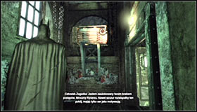 Go up and note that there are steel pallets and a destructible wall behind the barrier #1 - Enigma Conundrum (riddles 16-17) - Side missions - Batman: Arkham City - Game Guide and Walkthrough