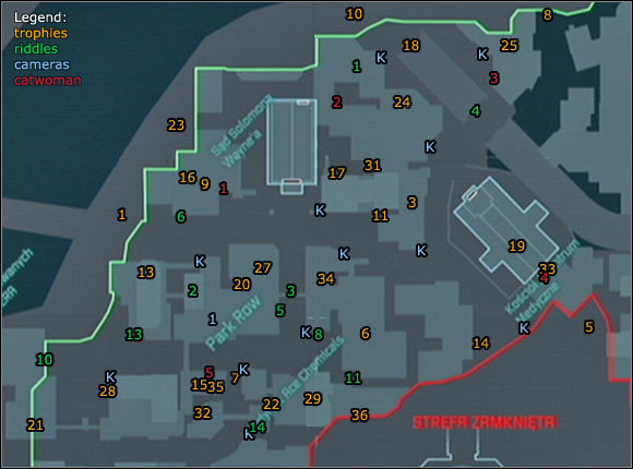 1 - Location info & maps - Park Row - Batman: Arkham City - Game Guide and Walkthrough