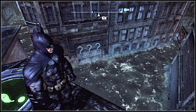 Search for the Trophy cage on one of the lower parts of the roof #1 and afterwards look for the three interactive question marks right beside the water #2 - Batman trophies (11-18) - Amusement Mile - Batman: Arkham City - Game Guide and Walkthrough