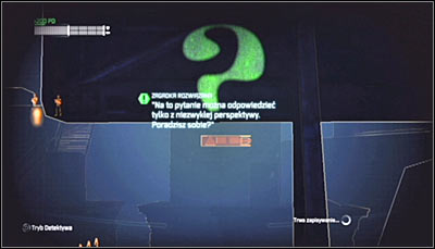 Examine the back of the billboard in Detective Mode and you should note that there's a question mark painted on it - Riddles - Amusement Mile - Batman: Arkham City - Game Guide and Walkthrough