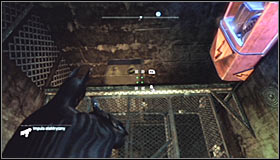 Take out the Remote Electrical Charge and aim at the right electromagnet #1, causing the second to move left #2 - Batman trophies (09-16) - Industrial District - Batman: Arkham City - Game Guide and Walkthrough