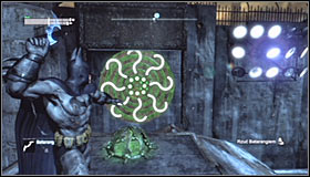 Stand on one of the pressure plates beside the Trophy cage and note that is has caused one of the question marks in the distance to light up #1 - Batman trophies (26-37) - Industrial District - Batman: Arkham City - Game Guide and Walkthrough
