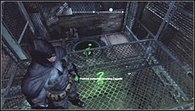 Take out the Batclaw and use it to grab the upper platform #1 - Batman trophies (26-37) - Industrial District - Batman: Arkham City - Game Guide and Walkthrough