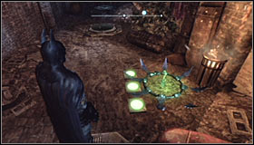 The key to solving this riddle is activating all three plates without touching the floor - Batman trophies (26-37) - Industrial District - Batman: Arkham City - Game Guide and Walkthrough