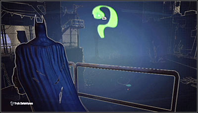 If you analyze the area in Detective Mode, you should note that there's an incomplete question mark there (screen above) - Riddles - Industrial District - Batman: Arkham City - Game Guide and Walkthrough