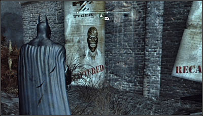 Find the Black Mask poster (screen above) and scan it - Riddles - Industrial District - Batman: Arkham City - Game Guide and Walkthrough