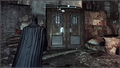 This riddle can be solved inside the building in which Zsasz's had his hideout - Riddles - Industrial District - Batman: Arkham City - Game Guide and Walkthrough