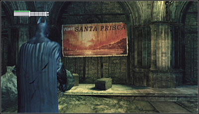 Find the Santa Prisca poster on the northern wall of the main station room (screen above) and scan it - Riddles - Subway - Batman: Arkham City - Game Guide and Walkthrough