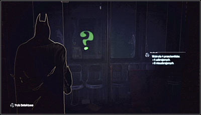 The question mark you have found is a reflection, so as you have probably guessed you will have to turn around and examine the windows in the southern part of the wagon - Riddles - Subway - Batman: Arkham City - Game Guide and Walkthrough