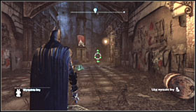 Shoot a line and right after starting the ride hold down the left trigger to slow down - Batman trophies (01-09) - Bowery - Batman: Arkham City - Game Guide and Walkthrough