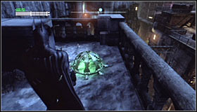 Jump down onto the lower level and stand north of the Trophy - Batman trophies (31-39) - Bowery - Batman: Arkham City - Game Guide and Walkthrough