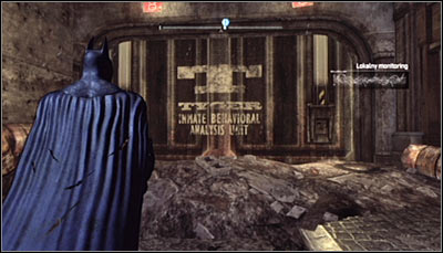 Find the gate with the TYGER logo (screen above) and scan it - Riddles - Bowery - Batman: Arkham City - Game Guide and Walkthrough
