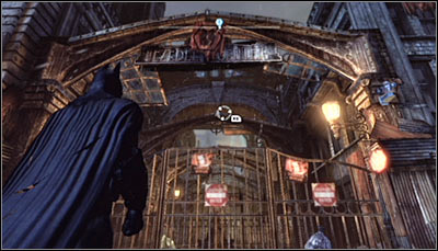 Stand in front of the big gate (screen above) - Riddles - Bowery - Batman: Arkham City - Game Guide and Walkthrough