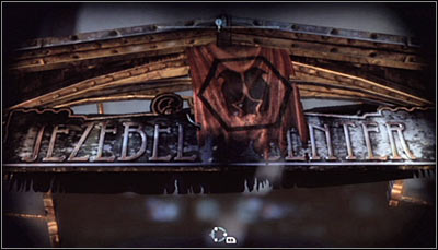 Zoom in on the JEZEBEL CENTER sign (screen above) and scan it - Riddles - Bowery - Batman: Arkham City - Game Guide and Walkthrough
