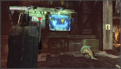 Find the Boyle Cryogenics banner (screen above) and scan it - Riddles - Steel Mill - Batman: Arkham City - Game Guide and Walkthrough
