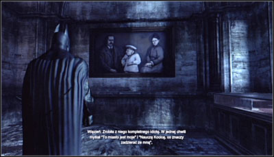 Find the painting hanging from the wall (screen above) and scan it - Riddles - Museum - Batman: Arkham City - Game Guide and Walkthrough