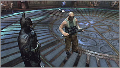 Stand beside one of the saved undercover officers (screen above) and scan him - Riddles - Museum - Batman: Arkham City - Game Guide and Walkthrough