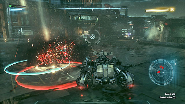 Move away from the red circles before they Arkham Knight attacks. - Destroy Arkham Knights flying machine - Main story - Batman: Arkham Knight - Game Guide and Walkthrough