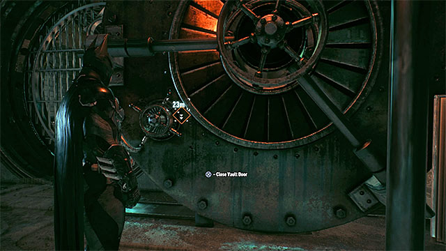 Close the door to the vault before you detonate the weapons cache. - Destroy Penguins weapon cache - Main story - Batman: Arkham Knight - Game Guide and Walkthrough