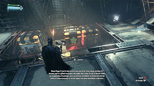 Head straight and stop in the room with three new crates - Infiltrate the first airship - Main story - Batman: Arkham Knight - Game Guide and Walkthrough