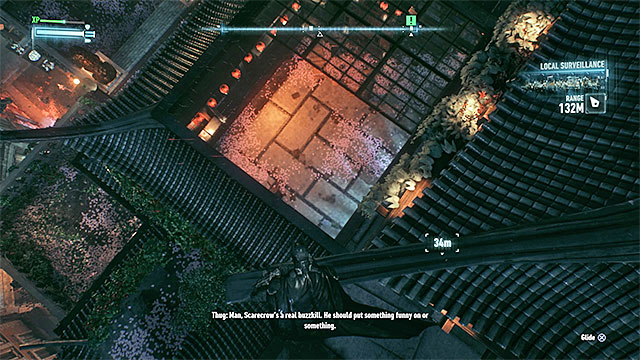 Enter the hideout through the hole in the roof - Rescue Oracle from Scarecrows hideout - Main story - Batman: Arkham Knight - Game Guide and Walkthrough