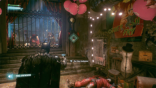 Use voice synthesizer to unlock the main hall entrance - Stop Harley Quinn from taking the Joker infected - Main story - Batman: Arkham Knight - Game Guide and Walkthrough