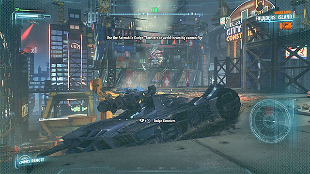 Attack the missile launcher and be ready to dodge with the Batmobile when it is fired at - Disable the missile launchers protective shields - Main story - Batman: Arkham Knight - Game Guide and Walkthrough