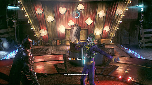 Disarm the bombs when Johnny Charisma is looking away - Apprehend Johnny Charisma in sound stage C - Main story - Batman: Arkham Knight - Game Guide and Walkthrough