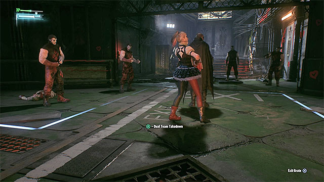 Wait for Harley to approach the vent shaft exit and launch a Team Attack - Stop Harley Quinn from taking the Joker infected (continued) - Main story - Batman: Arkham Knight - Game Guide and Walkthrough