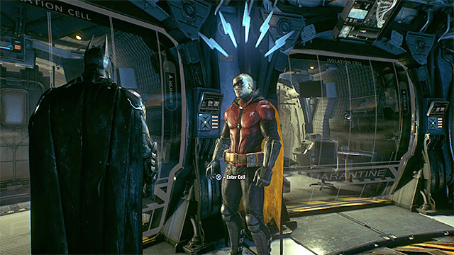 You have to approach Robin and throw him into Batmans cell - Stop Harley Quinn from taking the Joker infected (continued) - Main story - Batman: Arkham Knight - Game Guide and Walkthrough